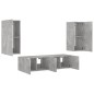 vidaXL 4-tlg. Wohnwand mit LED-Beleuchtung Betongrau Holzwerkstoff vidaXL 4-tlg. Wohnwand mit LED-Beleuchtung Betongrau Holzwerkstoff