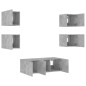 vidaXL 6-tlg. Wohnwand mit LED-Beleuchtung Betongrau Holzwerkstoff vidaXL 6-tlg. Wohnwand mit LED-Beleuchtung Betongrau Holzwerkstoff