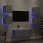 vidaXL 6-tlg. Wohnwand mit LED-Beleuchtung Grau Sonoma Holzwerkstoff vidaXL 6-tlg. Wohnwand mit LED-Beleuchtung Grau Sonoma Holzwerkstoff