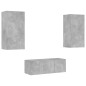 vidaXL 4-tlg. Wohnwand mit LED-Beleuchtung Betongrau Holzwerkstoff vidaXL 4-tlg. Wohnwand mit LED-Beleuchtung Betongrau Holzwerkstoff
