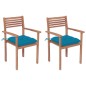 Gartenstühle 2 Stk. mit Hellblauen Kissen Massivholz Teak Gartenstühle 2 Stk. mit Hellblauen Kissen Massivholz Teak