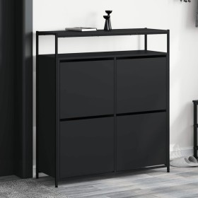 vidaXL Schuhschrank mit 4 Klappen Schwarz 100x34x112 cm