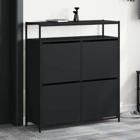 vidaXL Schuhschrank mit 4 Klappen Schwarz 100x34x112 cm
