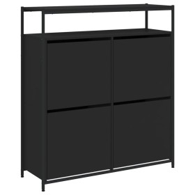 vidaXL Schuhschrank mit 4 Klappen Schwarz 100x34x112 cm