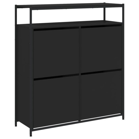 vidaXL Schuhschrank mit 4 Klappen Schwarz 100x34x112 cm