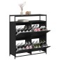 vidaXL Schuhschrank mit 4 Klappen Schwarz 100x34x112 cm vidaXL Schuhschrank mit 4 Klappen Schwarz 100x34x112 cm