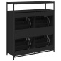 vidaXL Schuhschrank mit 4 Klappen Schwarz 100x34x112 cm vidaXL Schuhschrank mit 4 Klappen Schwarz 100x34x112 cm