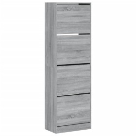 vidaXL Schuhschrank mit 4 Klappen Grau Sonoma 60x34x187,5 cm