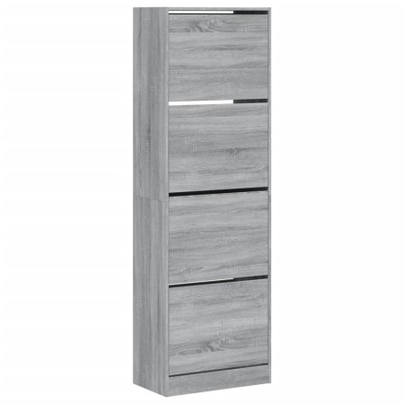 vidaXL Schuhschrank mit 4 Klappen Grau Sonoma 60x34x187,5 cm
