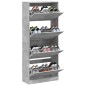 vidaXL Schuhschrank mit 4 Klappen Betongrau 80x34x187,5 cm vidaXL Schuhschrank mit 4 Klappen Betongrau 80x34x187,5 cm