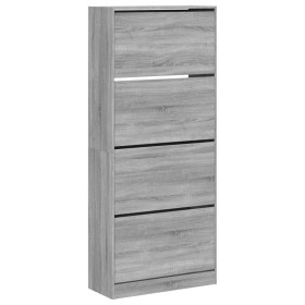 vidaXL Schuhschrank mit 4 Klappen Grau Sonoma 80x34x187,5 cm