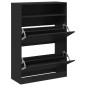 vidaXL Schuhschrank mit 2 Klappen Schwarz 80x34x116 cm vidaXL Schuhschrank mit 2 Klappen Schwarz 80x34x116 cm