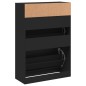 vidaXL Schuhschrank mit 2 Klappen Schwarz 80x34x116 cm vidaXL Schuhschrank mit 2 Klappen Schwarz 80x34x116 cm