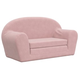 vidaXL Kinder-Schlafsofa 2-Sitzer Rosa Weicher Plüsch