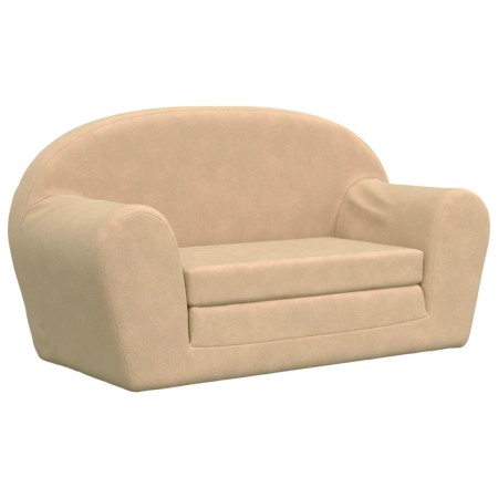vidaXL Kinder-Schlafsofa 2-Sitzer Creme Weicher Plüsch