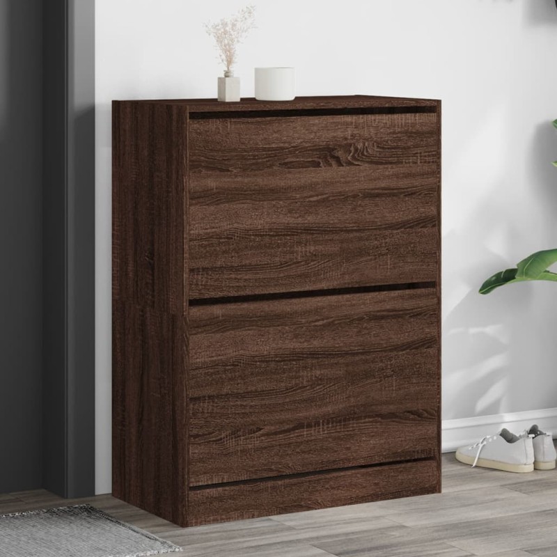 vidaXL Schuhschrank mit 2 Klappen Braun Eiche-Optik 80x42x108 cm vidaXL Schuhschrank mit 2 Klappen Braun Eiche-Optik 80x42x108 cm