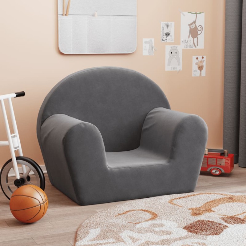 vidaXL Kindersofa Anthrazit Weich Plüsch vidaXL Kindersofa Anthrazit Weich Plüsch