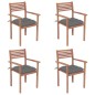 vidaXL Gartenstühle 4 Stk. mit Grauen Kissen Massivholz Teak vidaXL Gartenstühle 4 Stk. mit Grauen Kissen Massivholz Teak