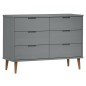 vidaXL Schubladenschrank MOLDE Grau 113x40x80 cm Massivholz Kiefer vidaXL Schubladenschrank MOLDE Grau 113x40x80 cm Massivholz Kiefer