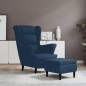 vidaXL Ohrensessel mit Hocker Blau Samt vidaXL Ohrensessel mit Hocker Blau Samt
