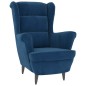 vidaXL Ohrensessel mit Hocker Blau Samt vidaXL Ohrensessel mit Hocker Blau Samt