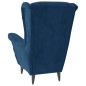 vidaXL Ohrensessel mit Hocker Blau Samt vidaXL Ohrensessel mit Hocker Blau Samt