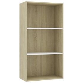 vidaXL Bücherregal 3 Fächer Weiß Sonoma-Eiche 60x30x114 cm