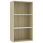 vidaXL Bücherregal 3 Fächer Weiß Sonoma-Eiche 60x30x114 cm vidaXL Bücherregal 3 Fächer Weiß Sonoma-Eiche 60x30x114 cm