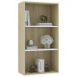 vidaXL Bücherregal 3 Fächer Weiß Sonoma-Eiche 60x30x114 cm vidaXL Bücherregal 3 Fächer Weiß Sonoma-Eiche 60x30x114 cm