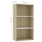 vidaXL Bücherregal 3 Fächer Weiß Sonoma-Eiche 60x30x114 cm vidaXL Bücherregal 3 Fächer Weiß Sonoma-Eiche 60x30x114 cm