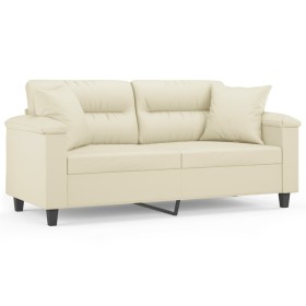vidaXL 2-Sitzer-Sofa mit Zierkissen Creme 140 cm Kunstleder
