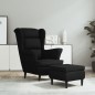 vidaXL Ohrensessel mit Hocker Schwarz Samt vidaXL Ohrensessel mit Hocker Schwarz Samt
