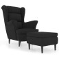 vidaXL Ohrensessel mit Hocker Schwarz Samt vidaXL Ohrensessel mit Hocker Schwarz Samt