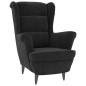 vidaXL Ohrensessel mit Hocker Schwarz Samt vidaXL Ohrensessel mit Hocker Schwarz Samt