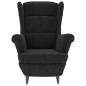 vidaXL Ohrensessel mit Hocker Schwarz Samt vidaXL Ohrensessel mit Hocker Schwarz Samt