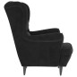 vidaXL Ohrensessel mit Hocker Schwarz Samt vidaXL Ohrensessel mit Hocker Schwarz Samt