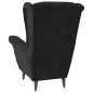 vidaXL Ohrensessel mit Hocker Schwarz Samt vidaXL Ohrensessel mit Hocker Schwarz Samt