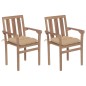 Gartenstühle 2 Stk. mit Beige Kissen Massivholz Teak Gartenstühle 2 Stk. mit Beige Kissen Massivholz Teak