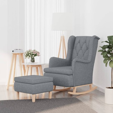 vidaXL Schaukelsessel mit Hocker Hellgrau Stoff