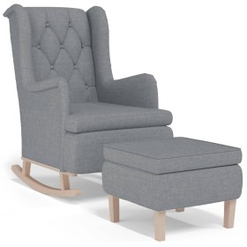 vidaXL Schaukelsessel mit Hocker Hellgrau Stoff