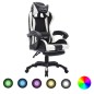 vidaXL Gaming-Stuhl mit RGB LED-Leuchten Weiß und Schwarz Kunstleder vidaXL Gaming-Stuhl mit RGB LED-Leuchten Weiß und Schwarz Kunstleder