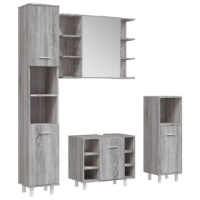 vidaXL 4-tlg. Badmöbel-Set Grau Sonoma Holzwerkstoff