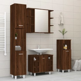 vidaXL 4-tlg. Badmöbel-Set Braun Eichen-Optik Holzwerkstoff