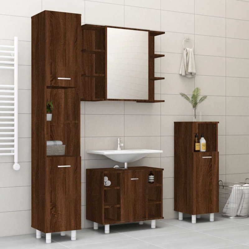 vidaXL 4-tlg. Badmöbel-Set Braun Eichen-Optik Holzwerkstoff vidaXL 4-tlg. Badmöbel-Set Braun Eichen-Optik Holzwerkstoff
