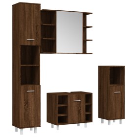 vidaXL 4-tlg. Badmöbel-Set Braun Eichen-Optik Holzwerkstoff