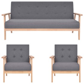 vidaXL 3-tlg. Sofagarnitur Stoff Dunkelgrau