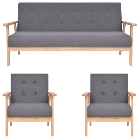 vidaXL 3-tlg. Sofagarnitur Stoff Dunkelgrau
