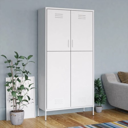 vidaXL Kleiderschrank Weiß 90x50x180 cm Stahl   