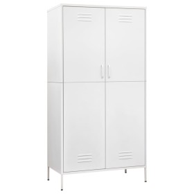 vidaXL Kleiderschrank Weiß 90x50x180 cm Stahl   