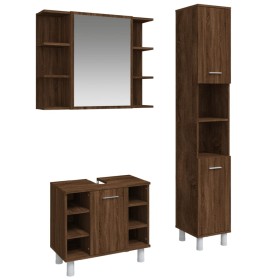 vidaXL 3-tlg. Badmöbel-Set Braun Eichen-Optik Holzwerkstoff